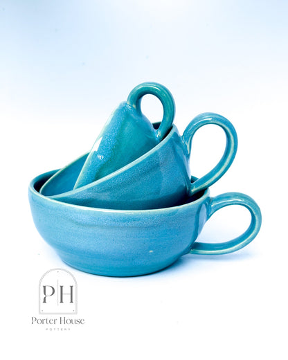 Cozy Cafe 3-Piece Mug Set | Royal Turquoise