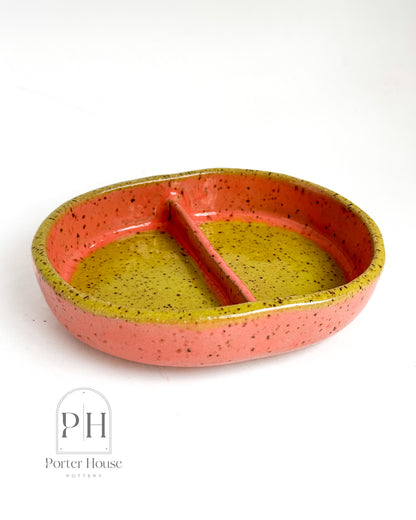 Soap or Trinket Dish in Watermelon Pink & Green