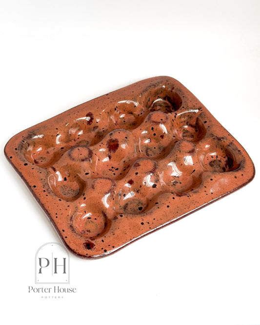 Hand-Built 1-Dozen Egg Tray | Peppered Plum