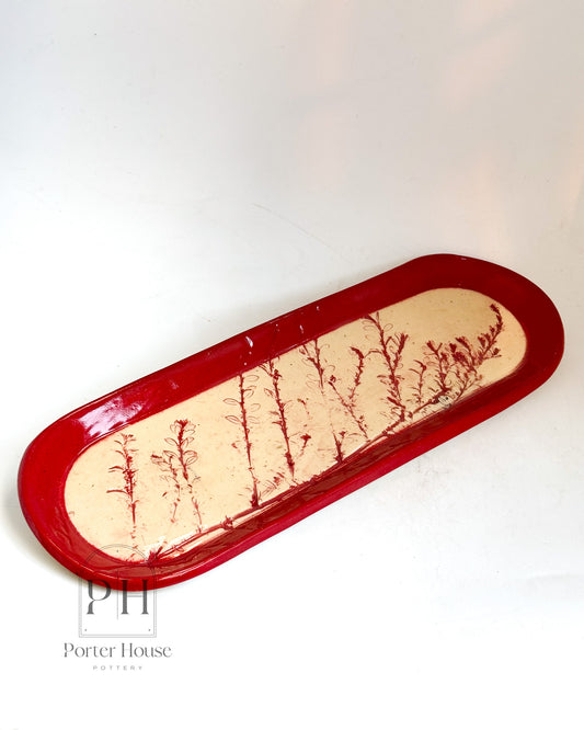 Loci Flora Oblong Platter in Ruby Red