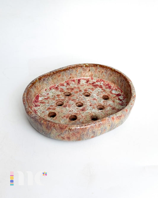 Pink and Blue Speckled Soap Dish