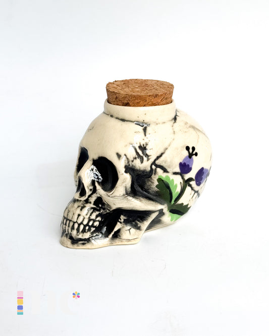 Thistle Skull Stash Jar with Cork