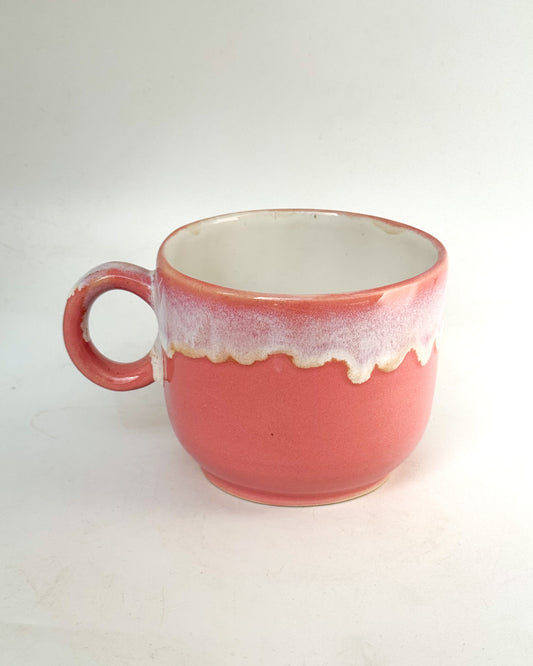 Dark Coral Color Block Mug with White Drips