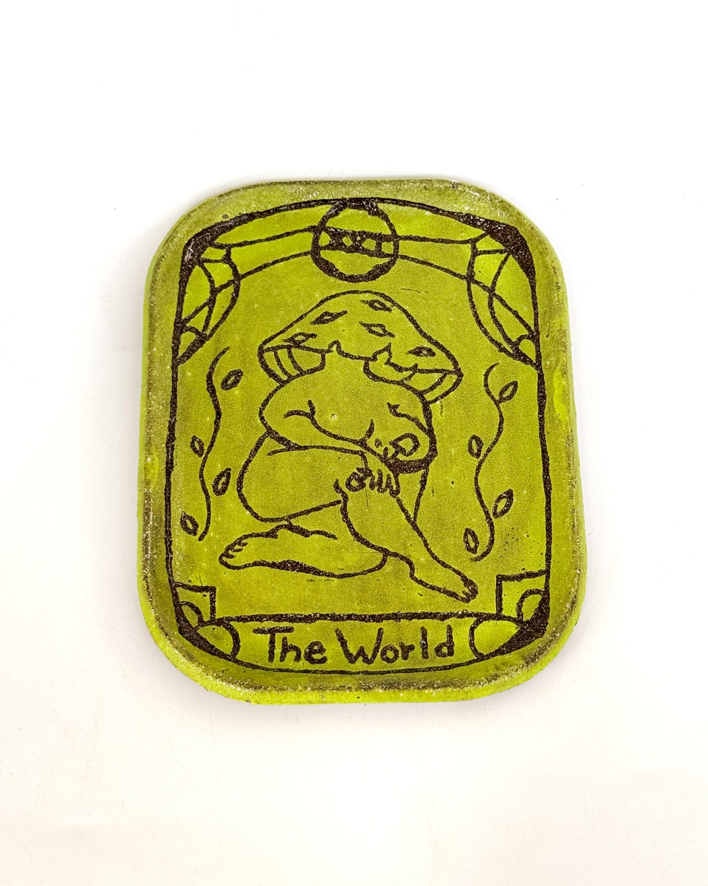 Chartreuse Mushroom Tarot Tray | The World