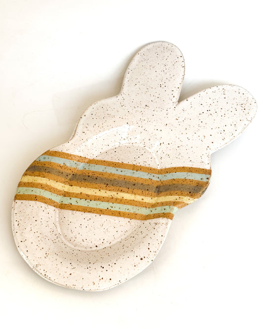 Pastel Speckled and Striped Spring Bunny Plate