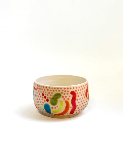 Colorful Dessert Bowl with Handpainted Exterior