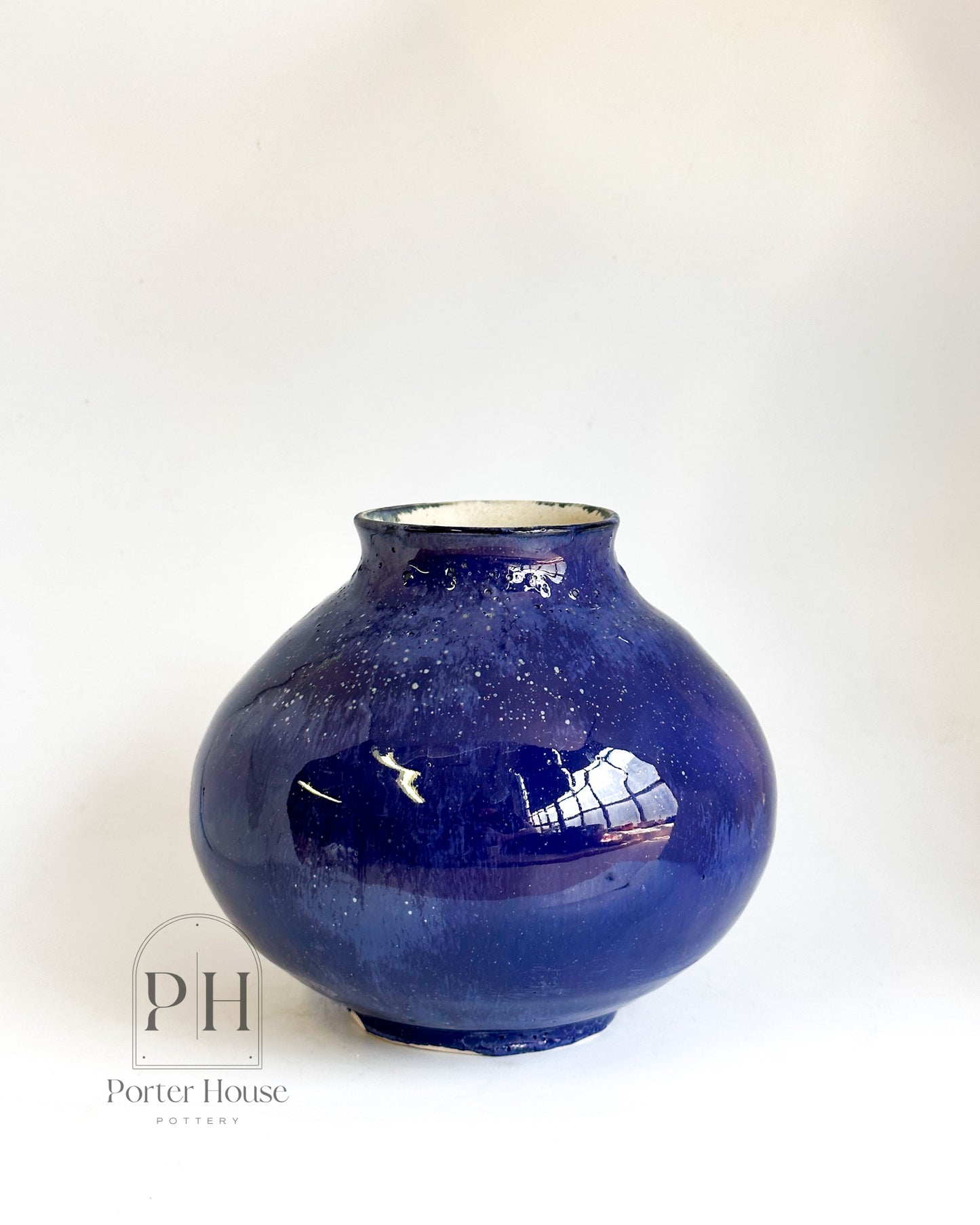 Royal Indigo Moon Jar Vase