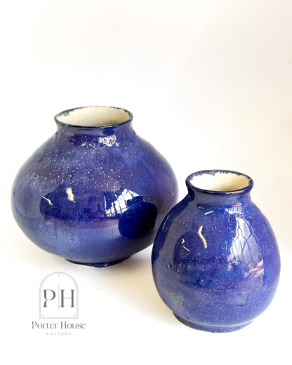 Royal Indigo Moon Jar Vase