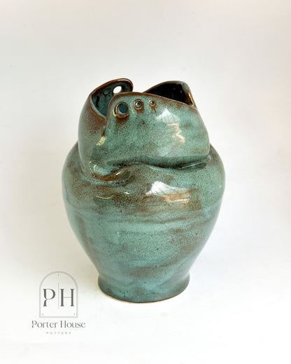 Teal and Bronze Eyelet Vase | Large