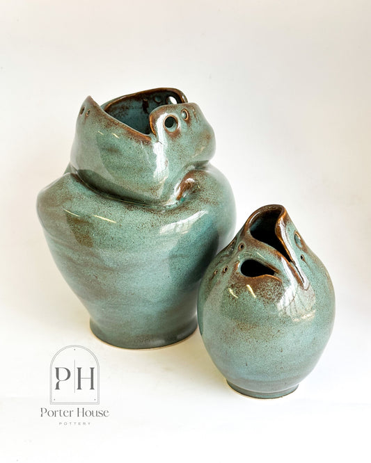 Teal and Bronze Eyelet Vase Set | Set of 2