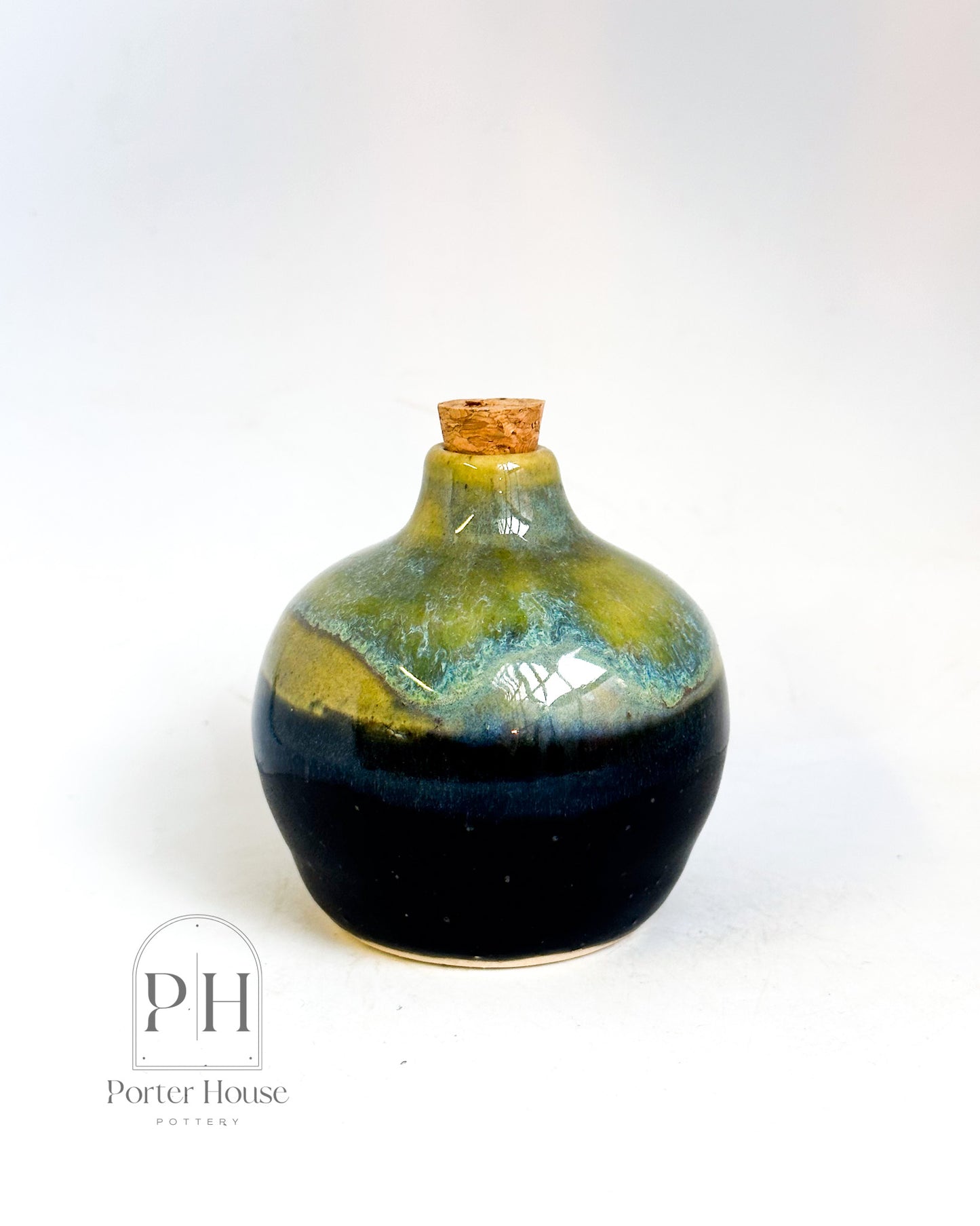 Black, Green, and Ice Blue Mini Potion Bottle with Cork