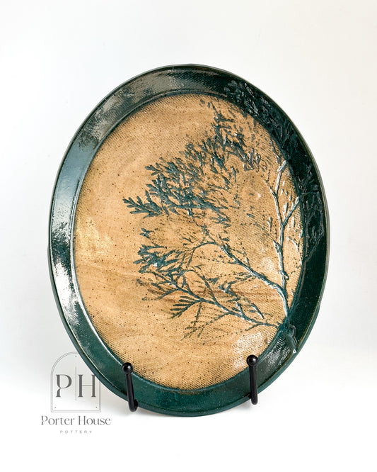 Loci Flora Teal Evergreen Oval Platter | Small