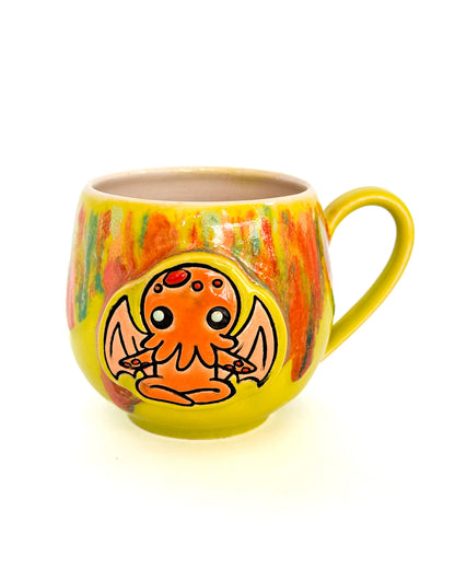 Cryptid Cutie Mug with Sherbert Drips | Cthulhu with Bright Green Exterior