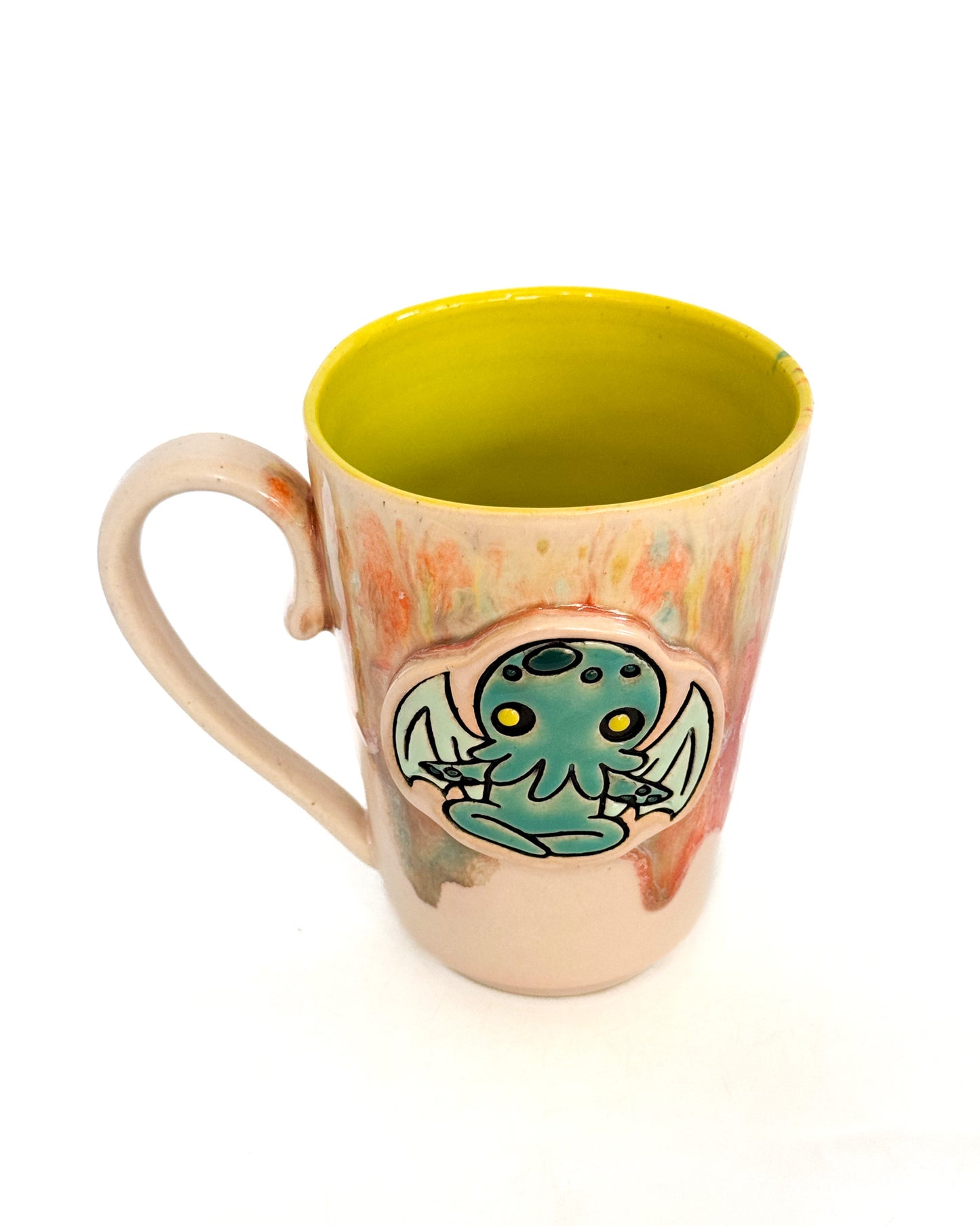 Cryptid Cutie Mug with Sherbert Drips | Cthulhu with Bright Green Interior | SECONDS