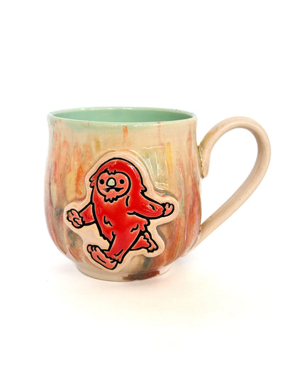 Cryptid Cutie Mug with Sherbert Drips | Bigfoot with Aqua Interior