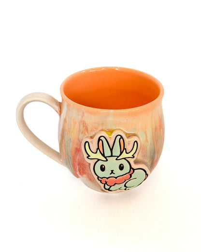 Cryptid Cutie Mug with Sherbert Drips | Jackalope with Peach Interior