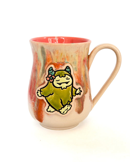 Cryptid Cutie Mug with Sherbert Drips | Miss Bigfoot with Pink Interior