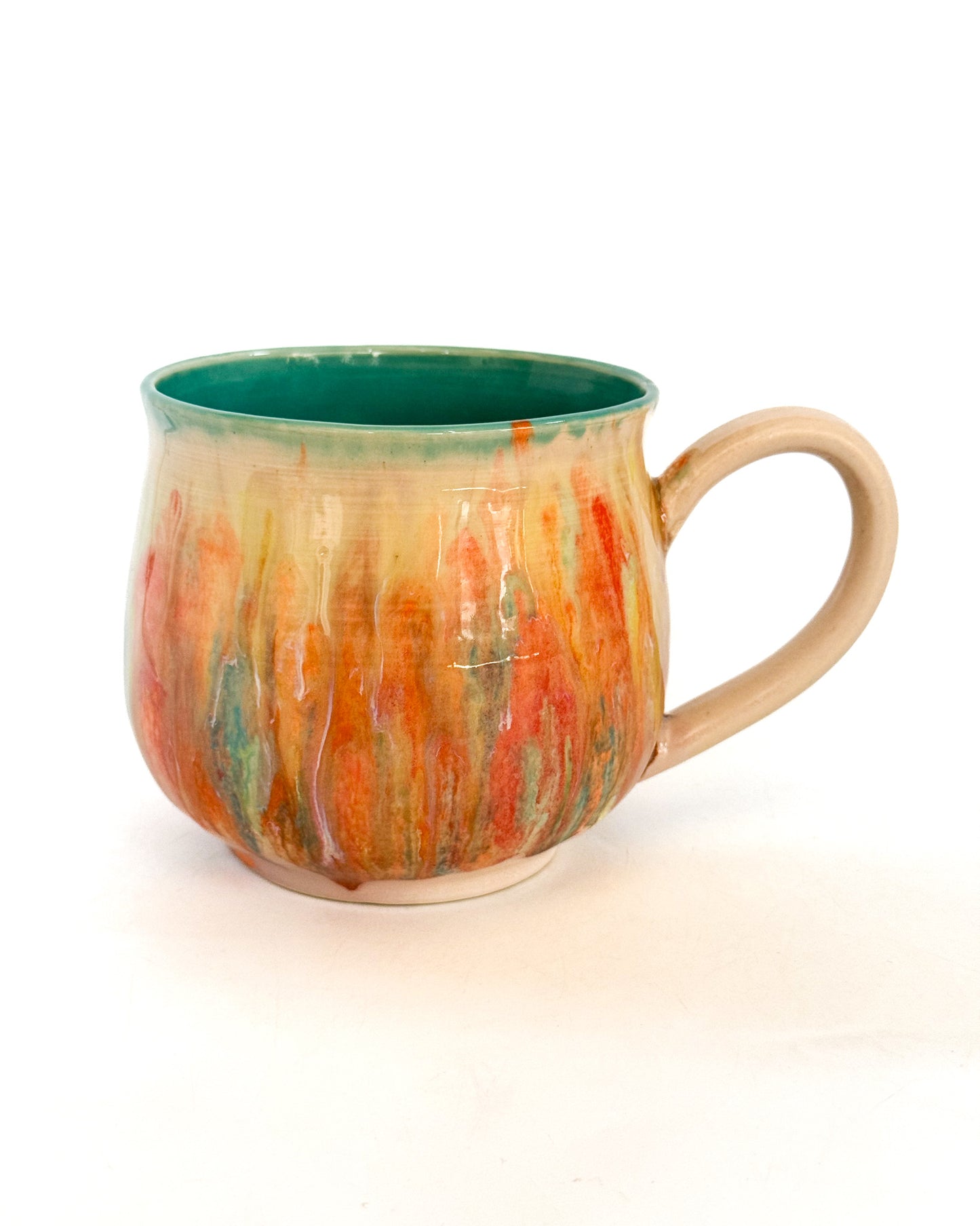 Cryptid Cutie Mug with Sherbert Drips | Sitting Mothman with Teal Interior | SECONDS