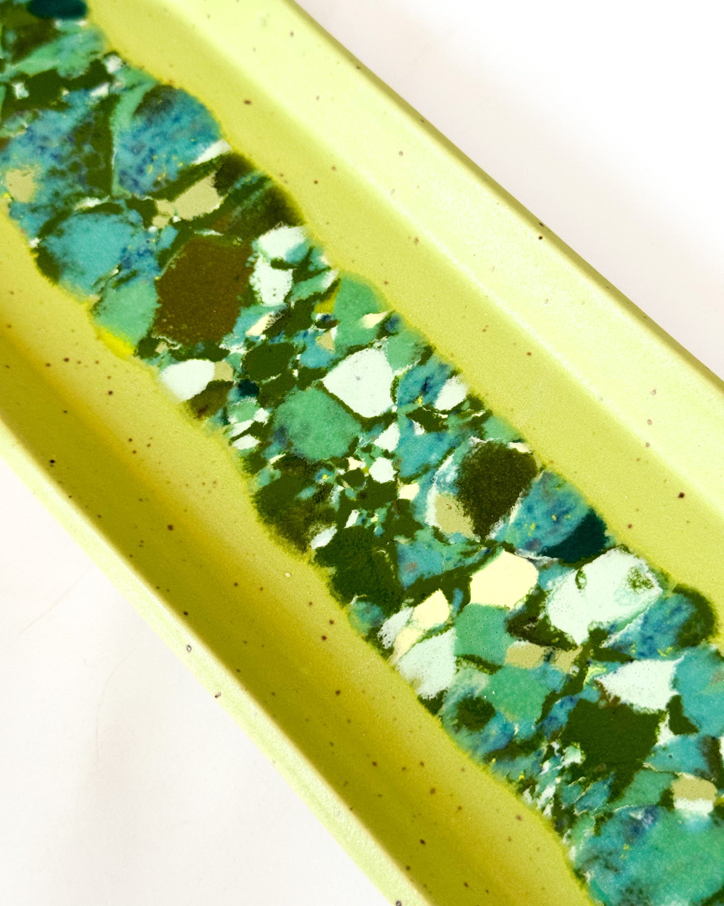 Oblong Platter with Color Bursts | Green Stripe