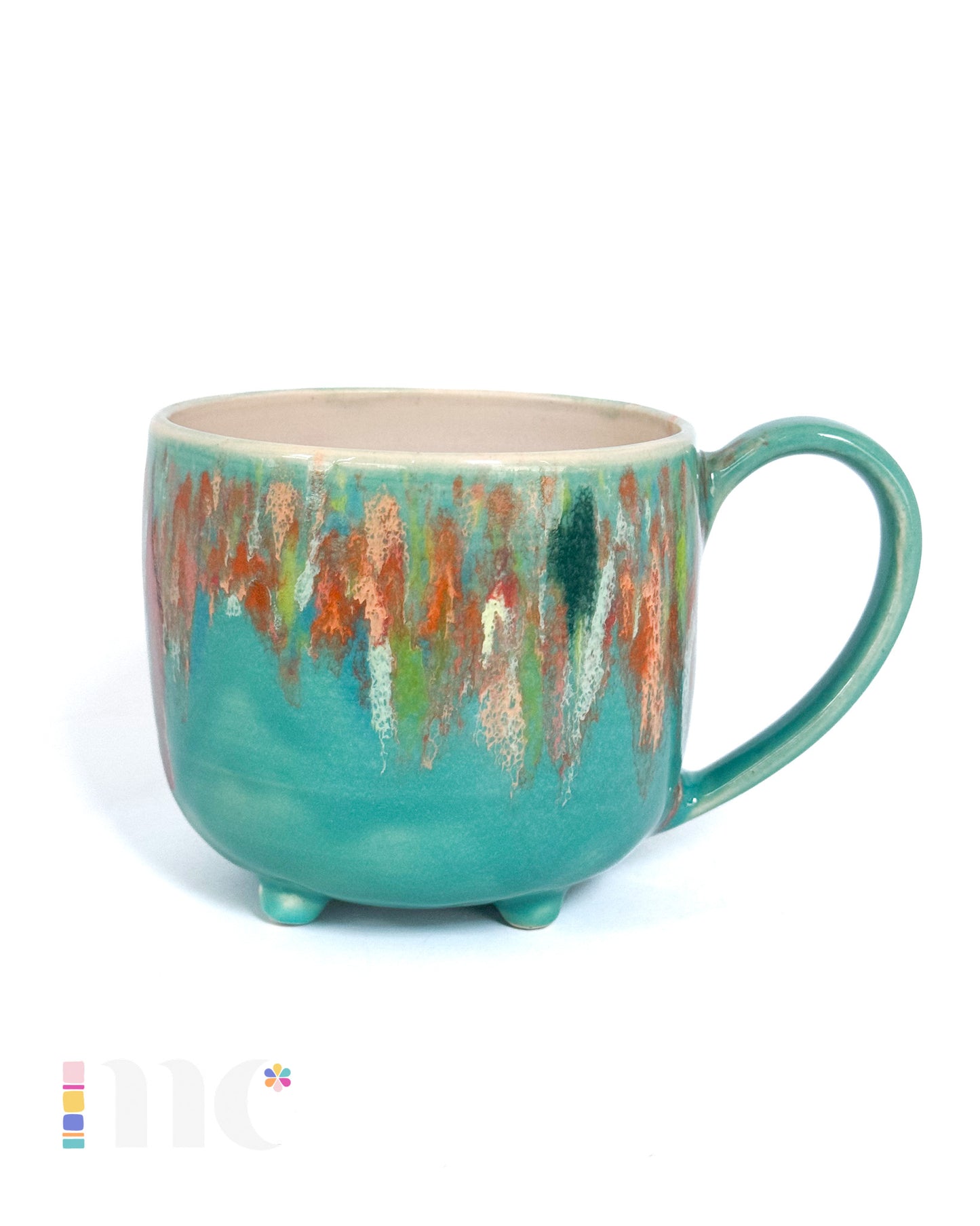 Cryptid Cutie Mug with Sherbert Drips | Jackalope with Teal Exterior