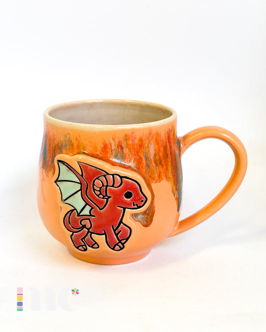 Cryptid Cutie Mug with Sherbert Drips | Jersey Devil with Peach Exterior