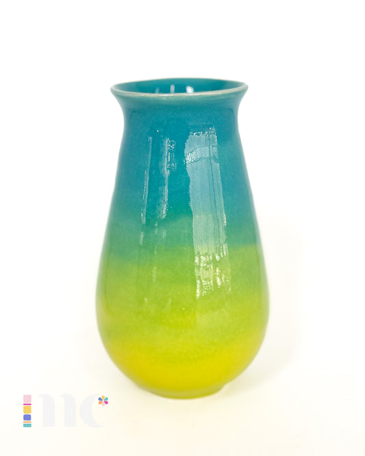 Colorful Ombre Bud Vase | Large Teal and Bright Green