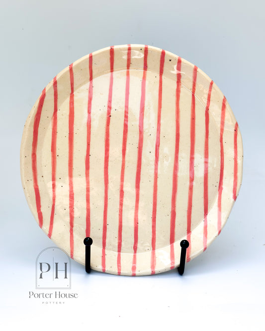 Coral Pink Pinstripe Side Plate