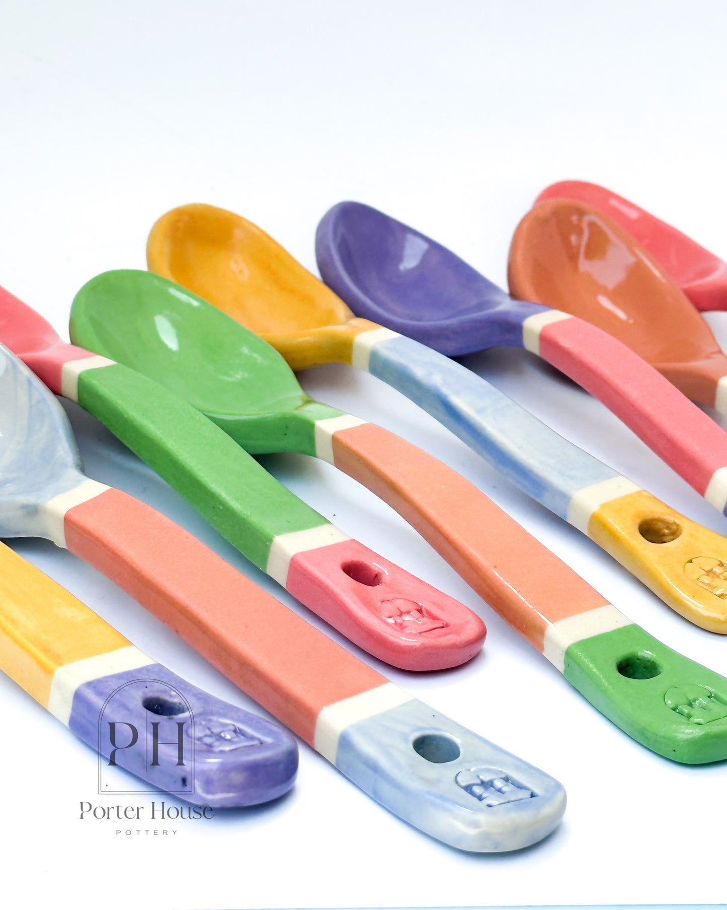 Hand-Crafted Color Blocked Ceramic Spoons