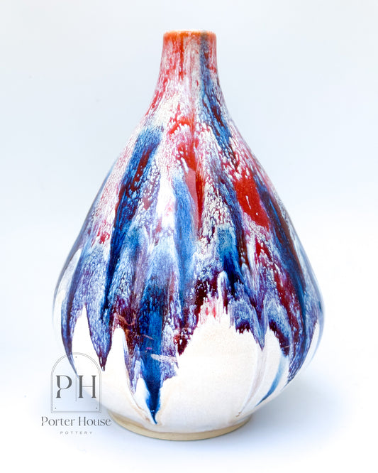 Red, White, and Blue Teardrop Firework Vase
