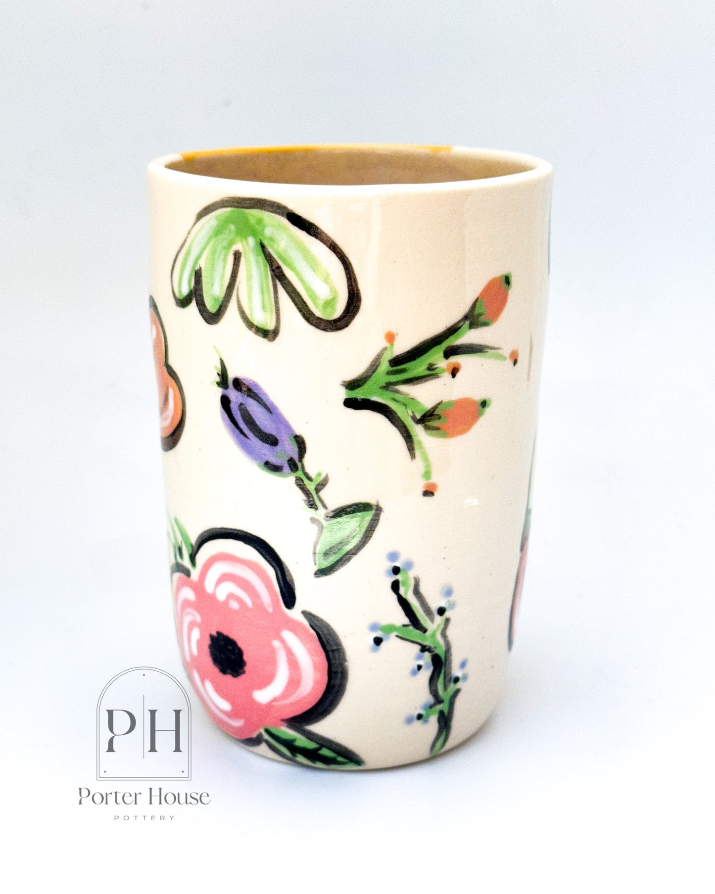 Yellow Floral Drink Tumbler